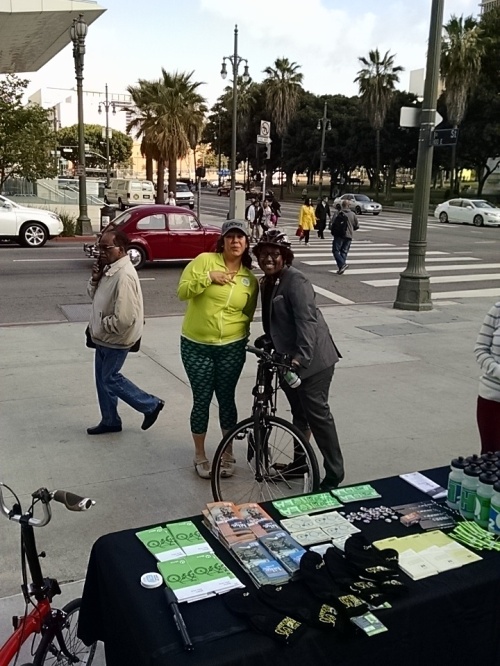 From left: Elizabeth Gallardo - LADOT Bike Program's Assistant Coordinator and Tamika Butler - LACBC's Executive Director. Image: Karina Macias.   